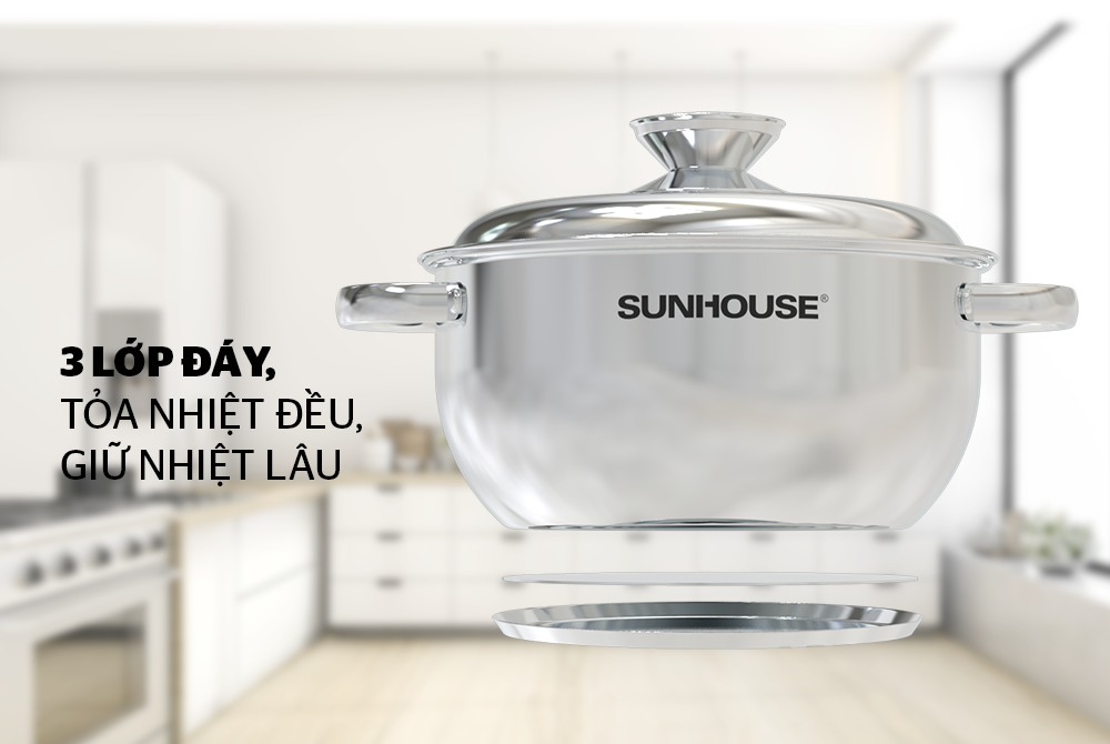 BỘ NỒI INOX 3 ĐÁY SUNHOUSE SHG339 6